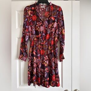 LOFT Multicolor Floral Long Sleeve Dress